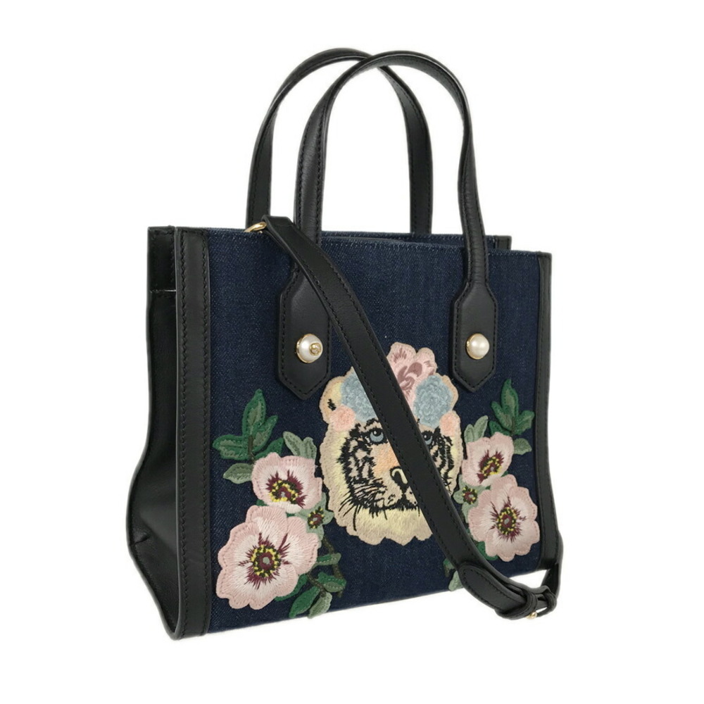 Gucci bag denim embroidery tote Tiger
